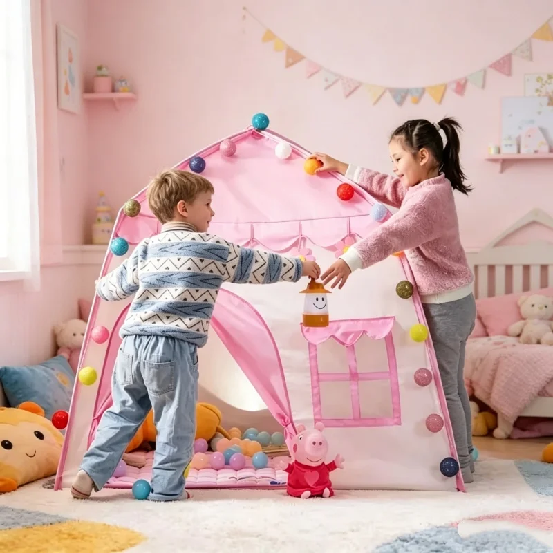 Outdoor Tent Playhouse - เต็นท์เล่นพกพาสำหรับเด็ก บ้านกิจกรรม บ่อบอลมหาสมุทร ชุดของเล่นในร่มและกลางแจ้ง ของเล่นเสริมพัฒนาการสำหรับเด็ก ของขวัญสำหรับเด็ก