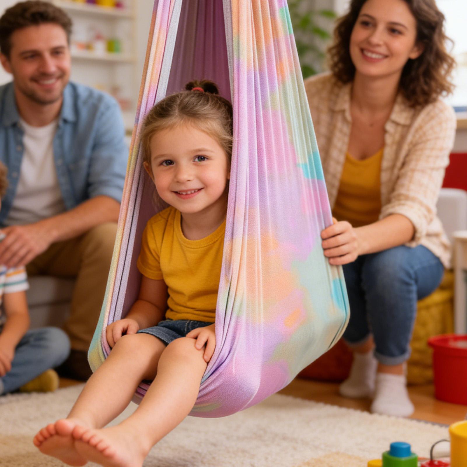 Kids Outdoor Hammock Swing - เก้าอี้โยคะแบบแกว่งสำหรับเด็ก รับน้ำหนักได้ดี เหมาะสำหรับห้องเรียน ห้องนอน ห้องเล่น ห้องนั่งเล่น