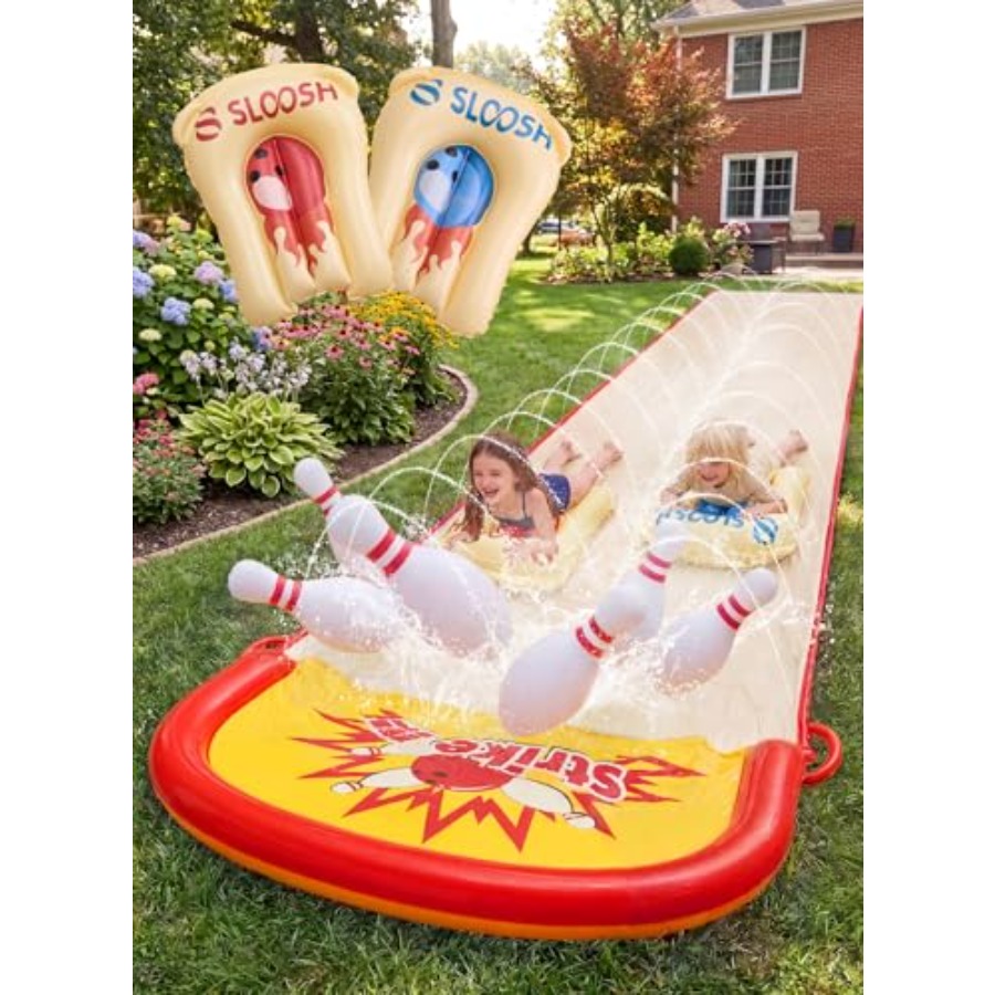 Kids Outdoor Slide Set - ความสนุกกลางแจ้งสำหรับเด็กในสวนหลังบ้าน: ชุดเกมสไลเดอร์น้ำสำหรับสนามหญ้าขนาด 20 ฟุต พร้อมวัสดุ PVC