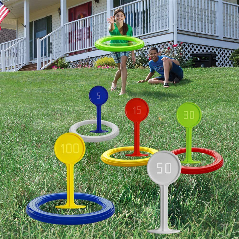 Kids Outdoor Games For Party - เกมโยนห่วงพลาสติกสำหรับเด็ก ของเล่นโยนห่วงกลางแจ้งสำหรับสนามหญ้าและชายหาด เกมสนามหญ้ากลางแจ้ง ของขวัญ ของชำร่วยงานรื่นเริง
