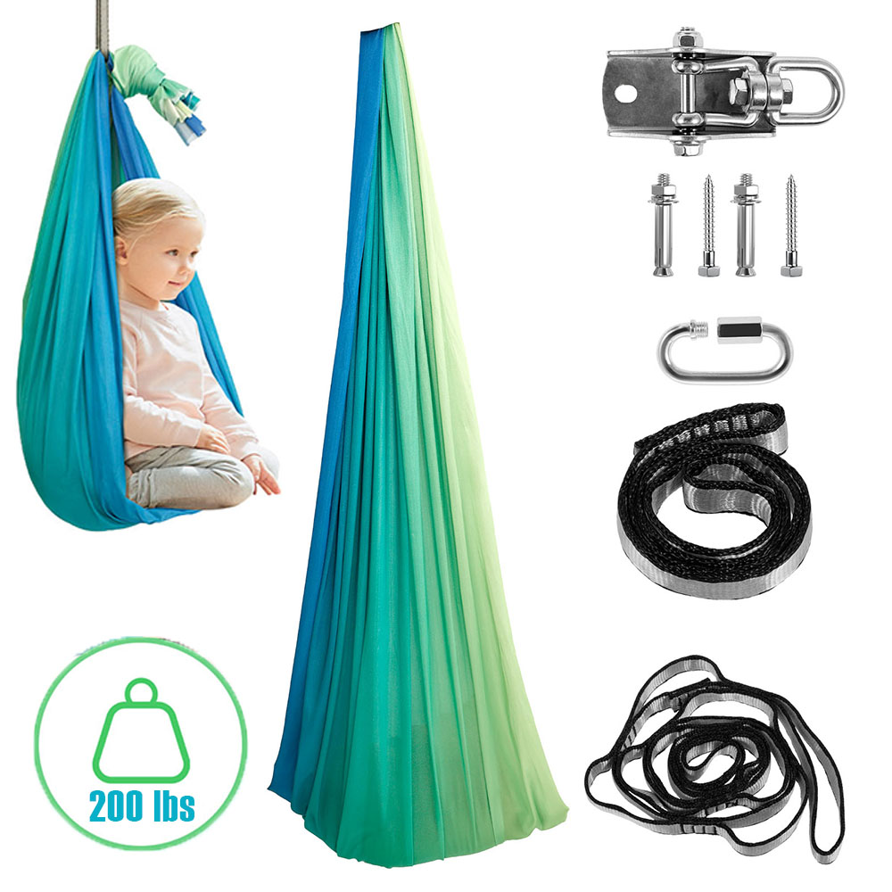 Kids Outdoor Hammock Swing - ชิงช้าประสาทสัมผัสสําหรับเด็ก ชิงช้ากอดที่สะดวกสบายสองชั้นพร้อม 360 ° ไม้แขวนเสื้อแบบหมุนได้ถึง 200