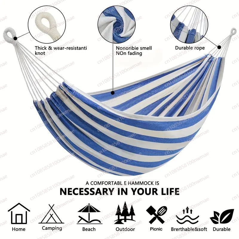 Kids Outdoor Hammock Swing - เปลญวนเดี่ยวแบบไม่มีเสา ผ้าแคนวาสสองชั้น สำหรับตั้งแคมป์กลางแจ้ง ใช้ในบ้าน สำหรับเด็ก แบบหนา