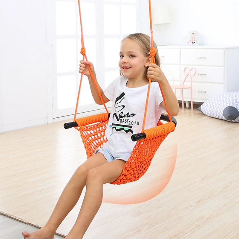 Kids Outdoor Hammock Swing - เปลญวนเด็ก ชิงช้าถักมือ ของเล่นสนามเด็กเล่นในร่ม ชิงช้าเชือกตาข่ายสนามหญ้า อุปกรณ์การศึกษา เกมส์เพื่อความบันเทิง