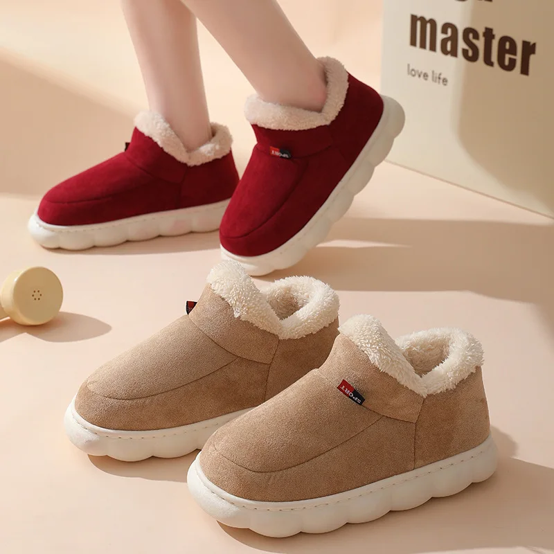 Kids Outdoor Shoes - รองเท้าลำลองใส่ในบ้านสำหรับฤดูหนาว ปี 2025 รองเท้าผู้หญิง รองเท้าผ้าฝ้ายอุ่นสำหรับใส่กลางแจ้ง รองเท้าผู้หญิงแบบสวมในบ้านบุขนนุ่ม