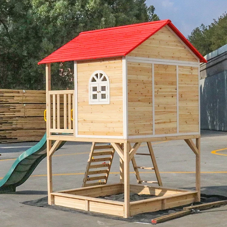 Kids Outdoor Cubby House - l สนามเด็กเล่นไม้กลางแจ้ง Playhouses Kids Cubby house