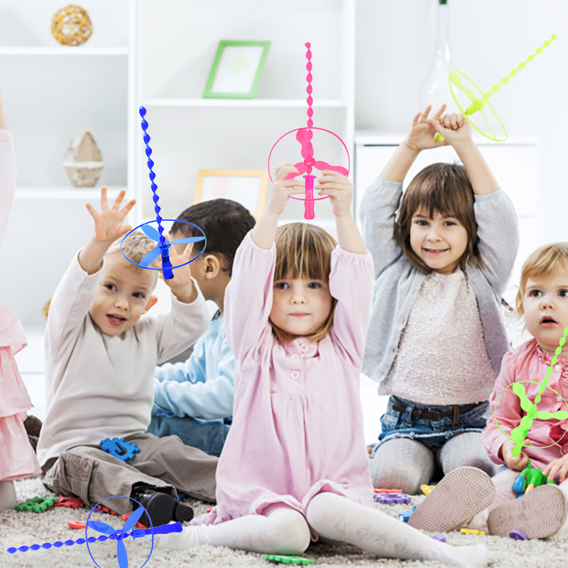 Kids Outdoor Easter Gifts - ชุดของเล่นแมลงปอไม้ไผ่หลากสี 10 ชิ้น/ชุด ของเล่นกีฬากลางแจ้ง หมุนได้ด้วยมือ ของเล่นบินได้