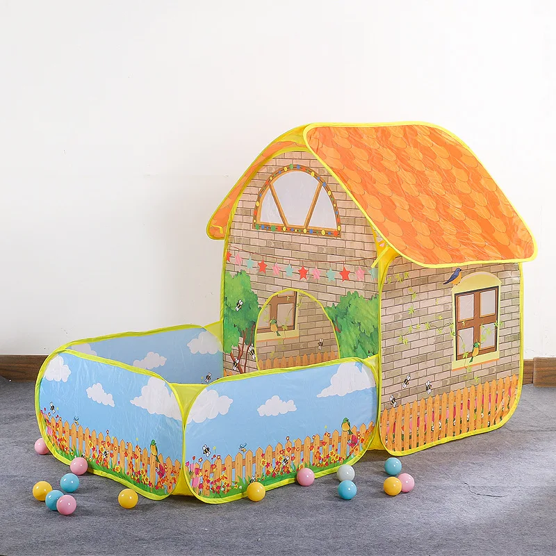 Outdoor Tent Playhouse - เต็นท์เด็กแบบพับได้พร้อมลานกลางแจ้ง สำหรับเล่นในร่มและกลางแจ้ง เต็นท์สำหรับคลานเล่น ชายหาด สระว่ายน้ำ สวน