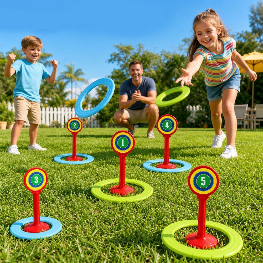 Kids Outdoor Games For Party - ชุดเกมโยนห่วงพลาสติกสำหรับเด็ก เล่นกลางแจ้ง สนามหญ้า ชายหาด ของเล่นกีฬา เหมาะสำหรับงานรื่นเริง