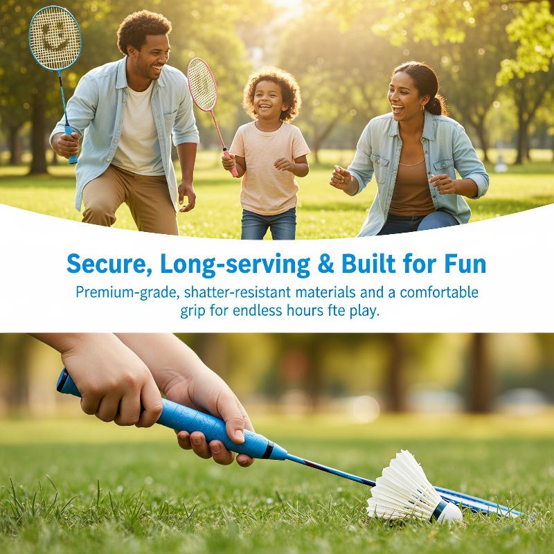 Kids Outdoor Games For Party - ชุดไม้แบดมินตันสำหรับเด็กเริ่มต้น 2 ชิ้น พร้อมลูกแบดมินตัน 3 ลูก