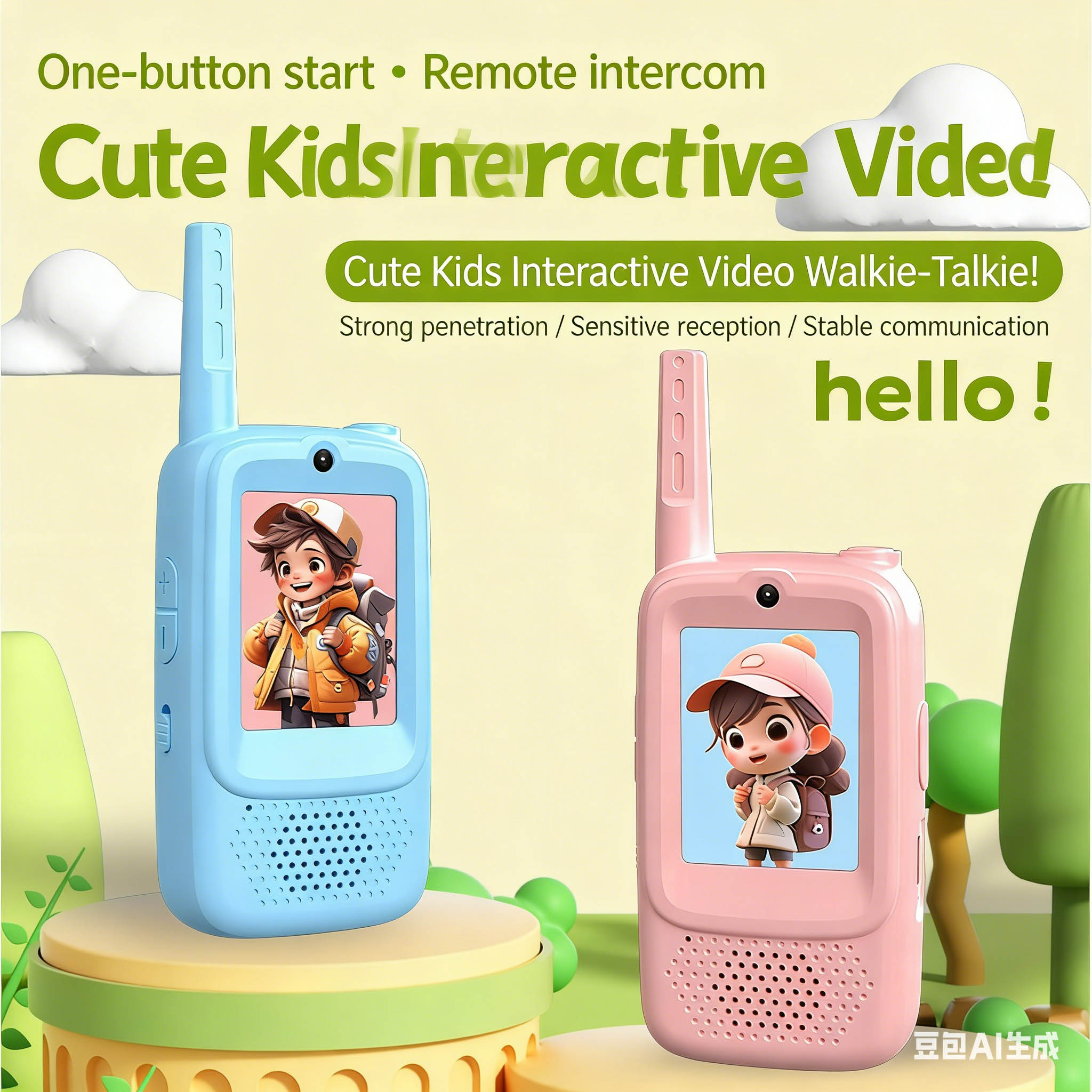 Kids Outdoor Voices - วอล์คกี้ทอล์คกี้วิดีโอสำหรับเด็ก 2 ชิ้น ของเล่นเด็กเล่นในบ้านและนอกบ้าน ส่งเสียง รูปภาพ