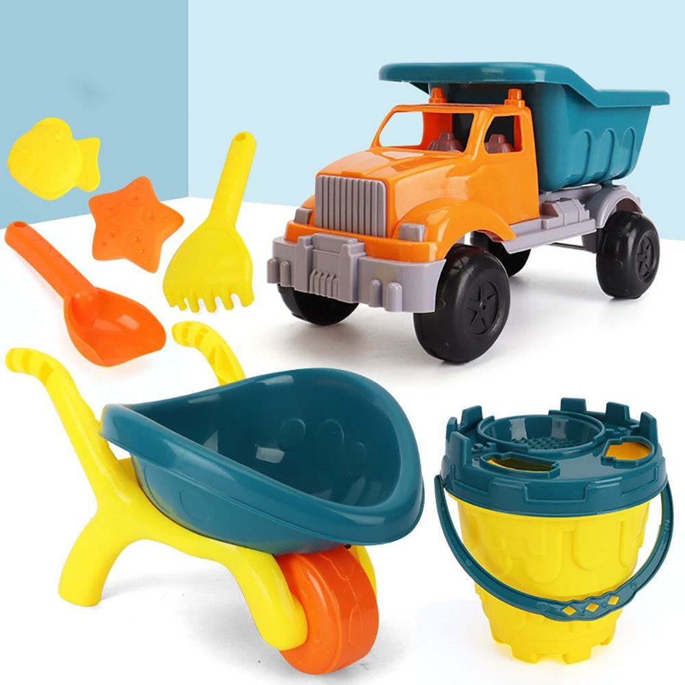 Kids Outdoor Mud Kitchen - ชุดทรายชุดของเล่นกลางแจ้งสำหรับเด็กชุดของเล่นรถบรรทุกถังทรายปราสาทชายหาดแบบโต้ตอบชุดของเล่นรถบรรทุกรถเข็น