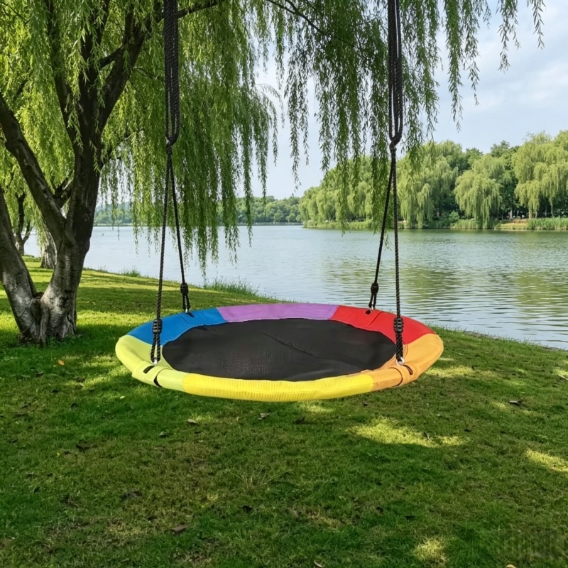 เปลญวนเด็กแบบวงกลมผ้าใบอ๊อกซ์ฟ - Kids Outdoor Hammock Swing บทวิจารณ์และราคา