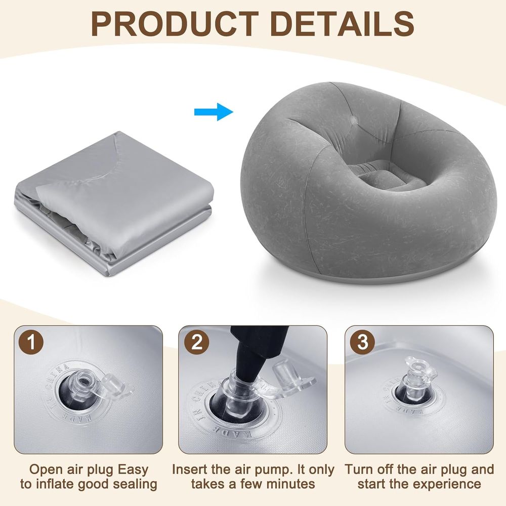 เก้าอี้บีนแบ็กเป่าลมสีเทา, โซฟ - Kids Outdoor Bean Bag บทวิจารณ์และราคา