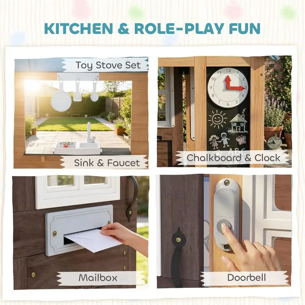 บ้านเด็กเล่นกลางแจ้ง Qaba พร้อ - Qaba Kids Outdoor Playhouse บทวิจารณ์และราคา