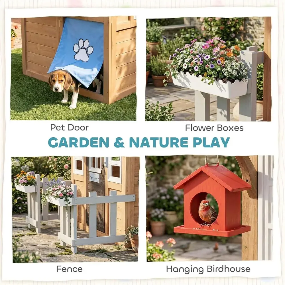 บ้านเด็กเล่นกลางแจ้ง Qaba พร้อ - Qaba Kids Outdoor Playhouse บทวิจารณ์และราคา