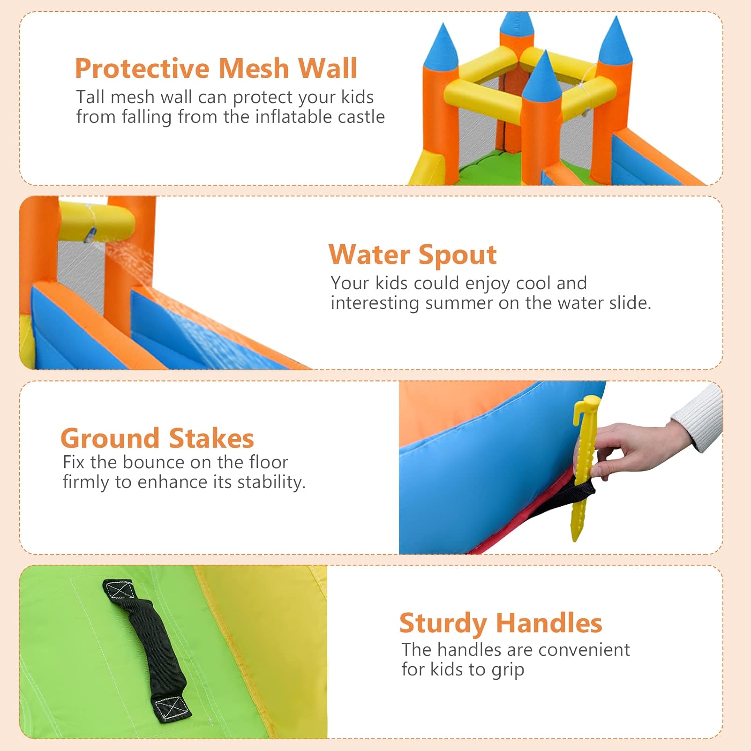 สวนน้ำเป่าลมขนาดใหญ่พร้อมบ้านล - Kids Outdoor Climbing บทวิจารณ์และราคา
