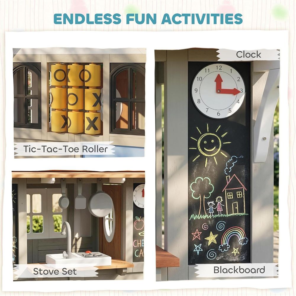 บ้านเด็กเล่นกลางแจ้ง Qaba ทำจา - Qaba Kids Outdoor Playhouse บทวิจารณ์และราคา