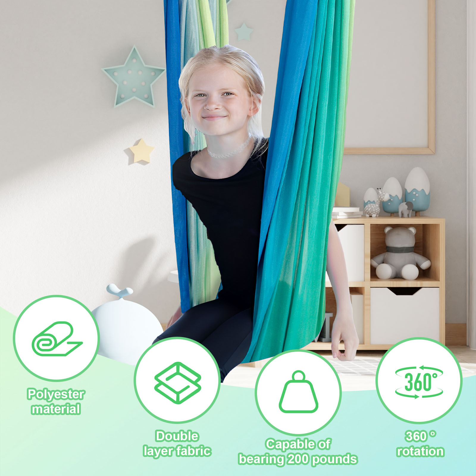 ชิงช้าประสาทสัมผัสสําหรับเด็ก  - Kids Outdoor Hammock Swing บทวิจารณ์และราคา