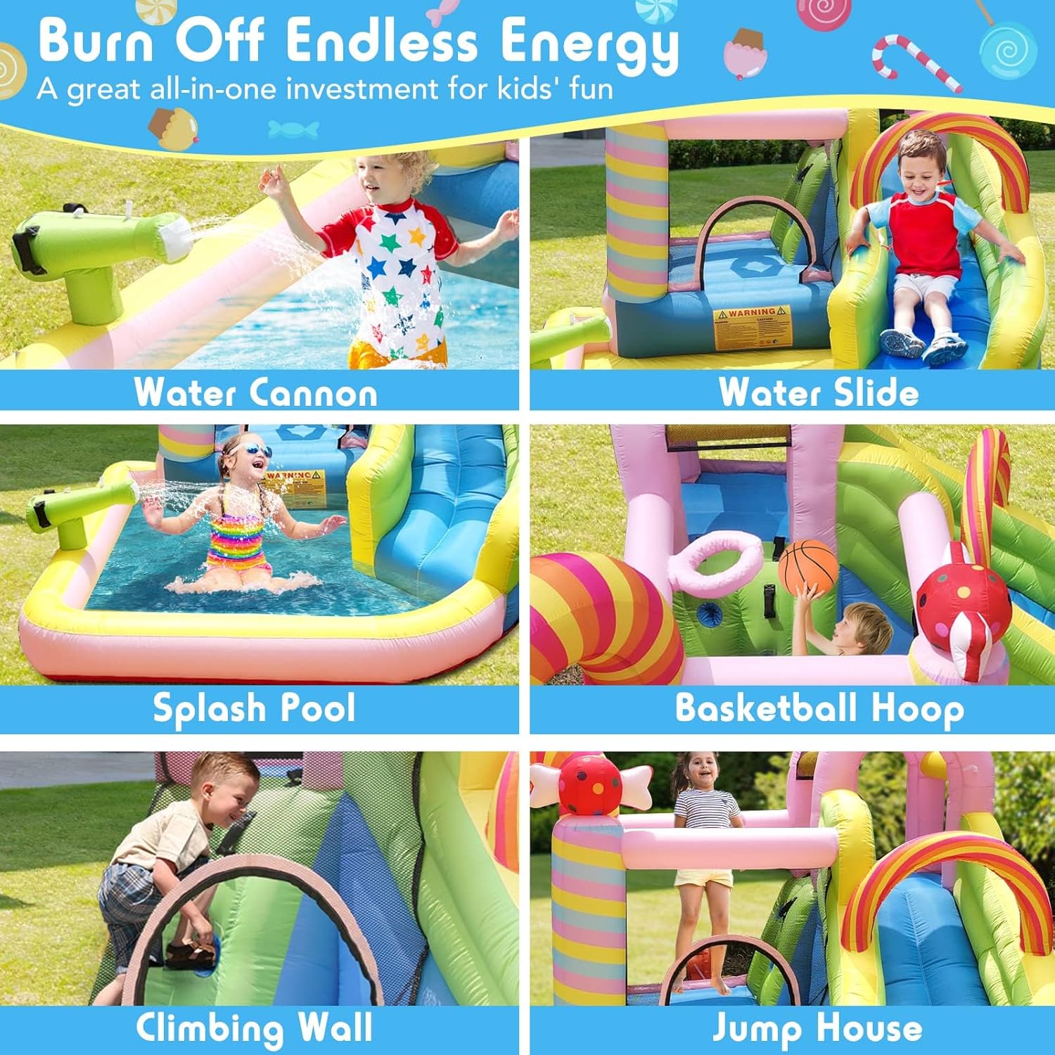 บ้านลมเป่าลมสำหรับเด็กพร้อมสไล - Kids Outdoor Climbing บทวิจารณ์และราคา