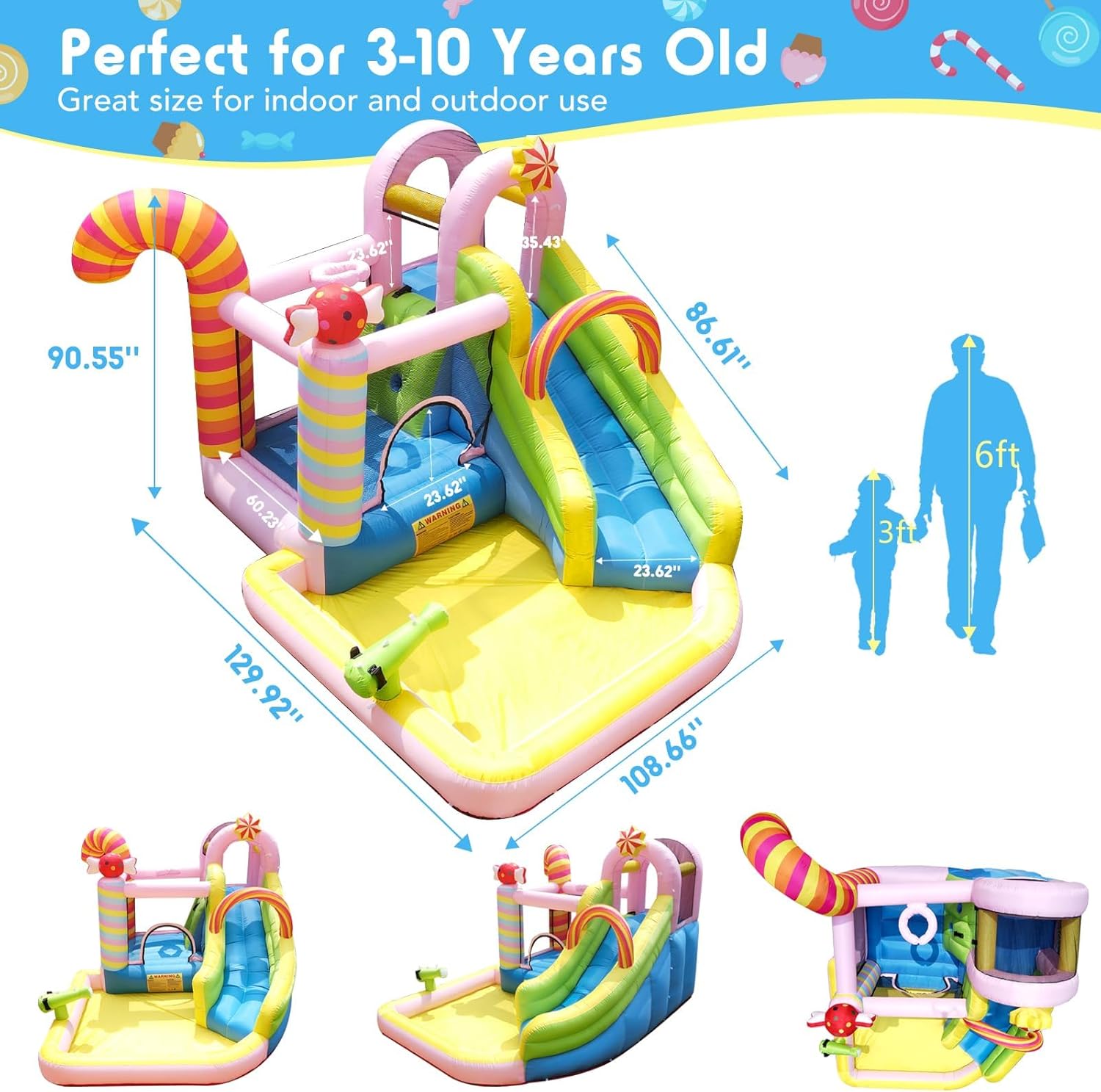 บ้านลมเป่าลมสำหรับเด็กพร้อมสไล - Kids Outdoor Climbing บทวิจารณ์และราคา