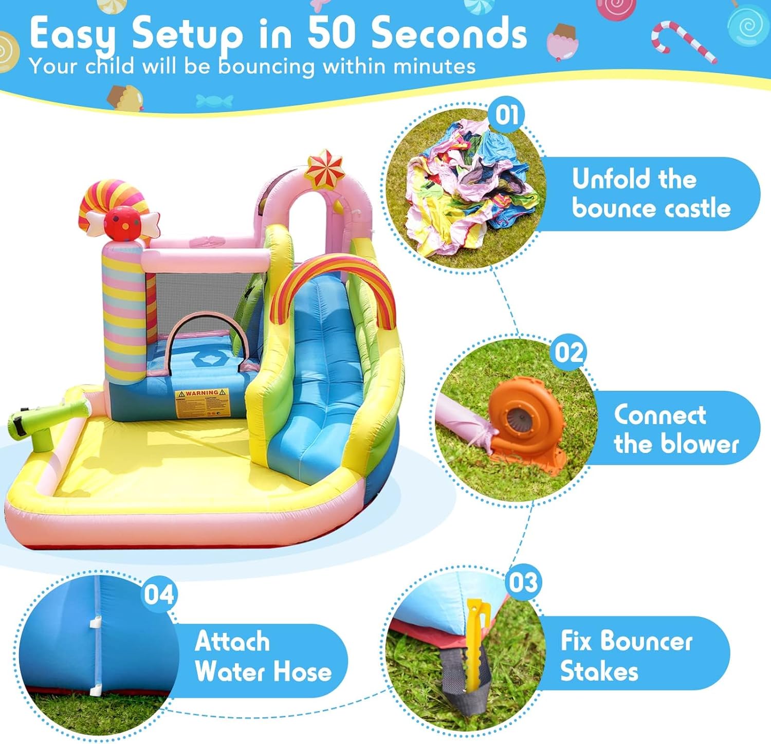 บ้านลมเป่าลมสำหรับเด็กพร้อมสไล - Kids Outdoor Climbing บทวิจารณ์และราคา