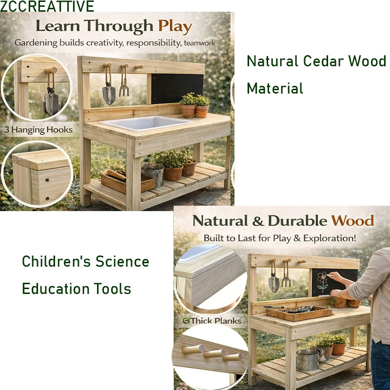 ZCCREATTIVE โต๊ะปลูกต้นไม้ไม้ส - Kids Outdoor Mud Kitchen บทวิจารณ์และราคา