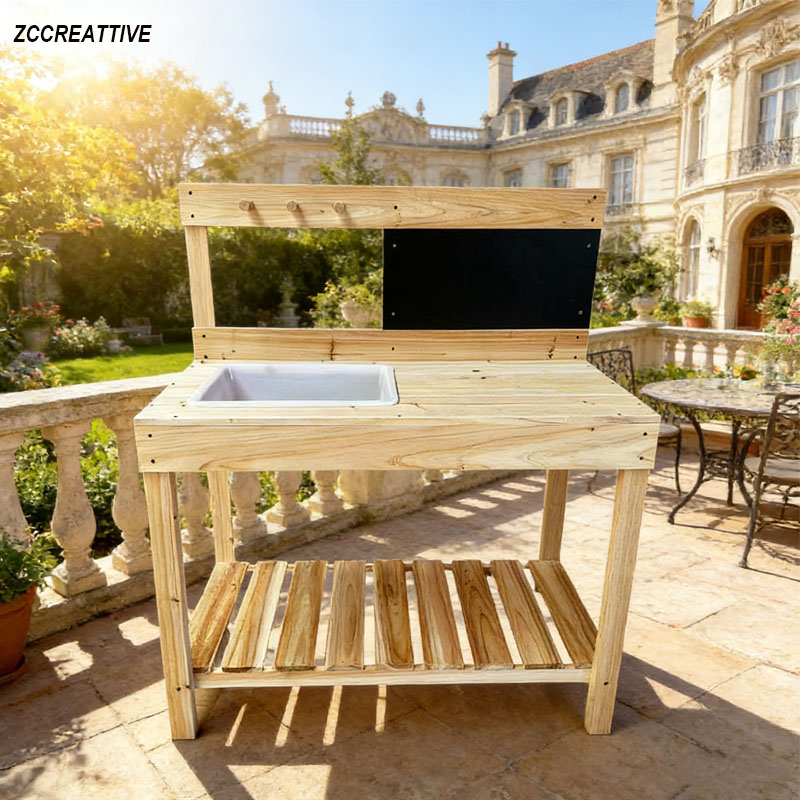 ZCCREATTIVE โต๊ะปลูกต้นไม้ไม้ส - Kids Outdoor Mud Kitchen บทวิจารณ์และราคา