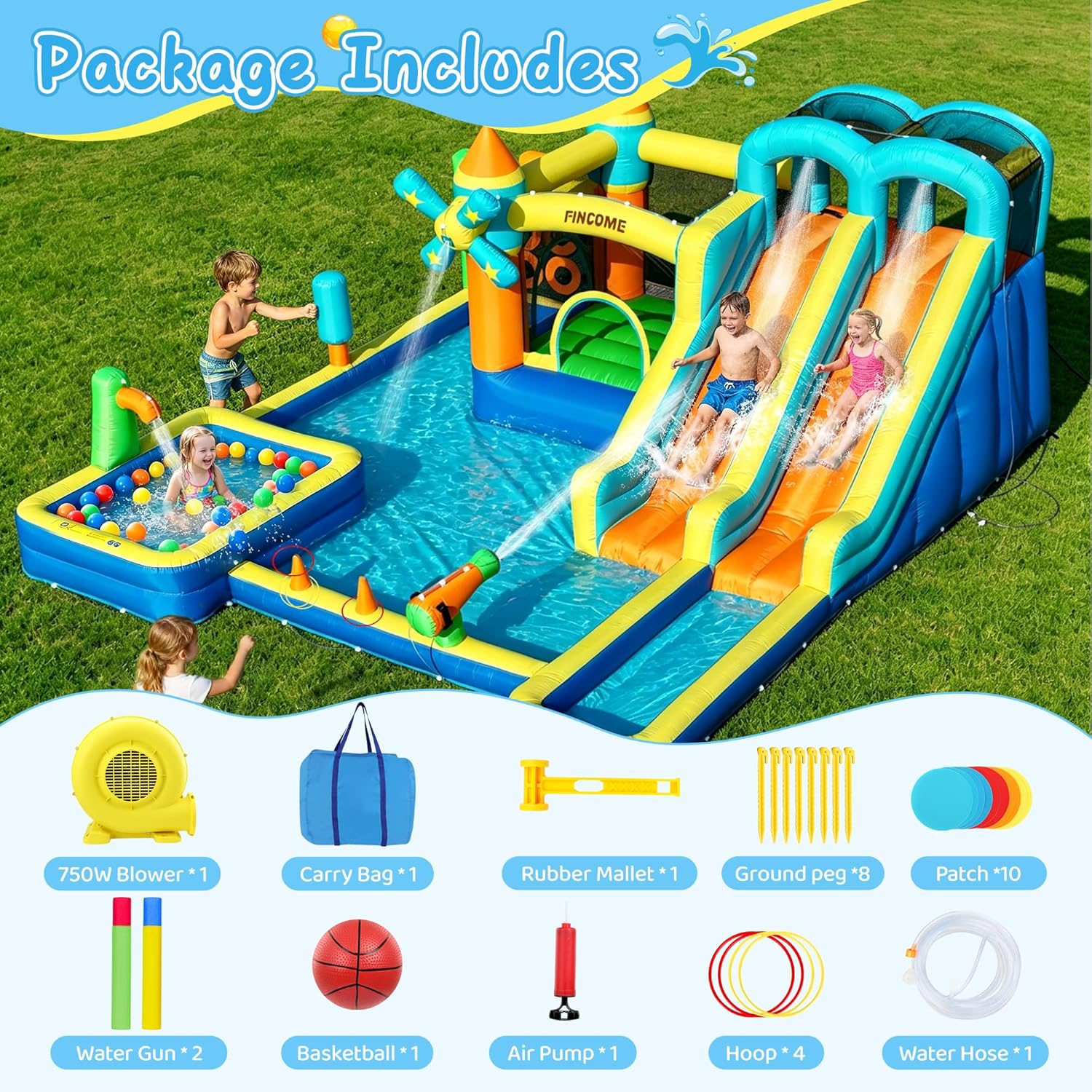 บ้านลมเป่าลม 10-in-1 พร้อมสไลเ - Kids Outdoor Climbing บทวิจารณ์และราคา