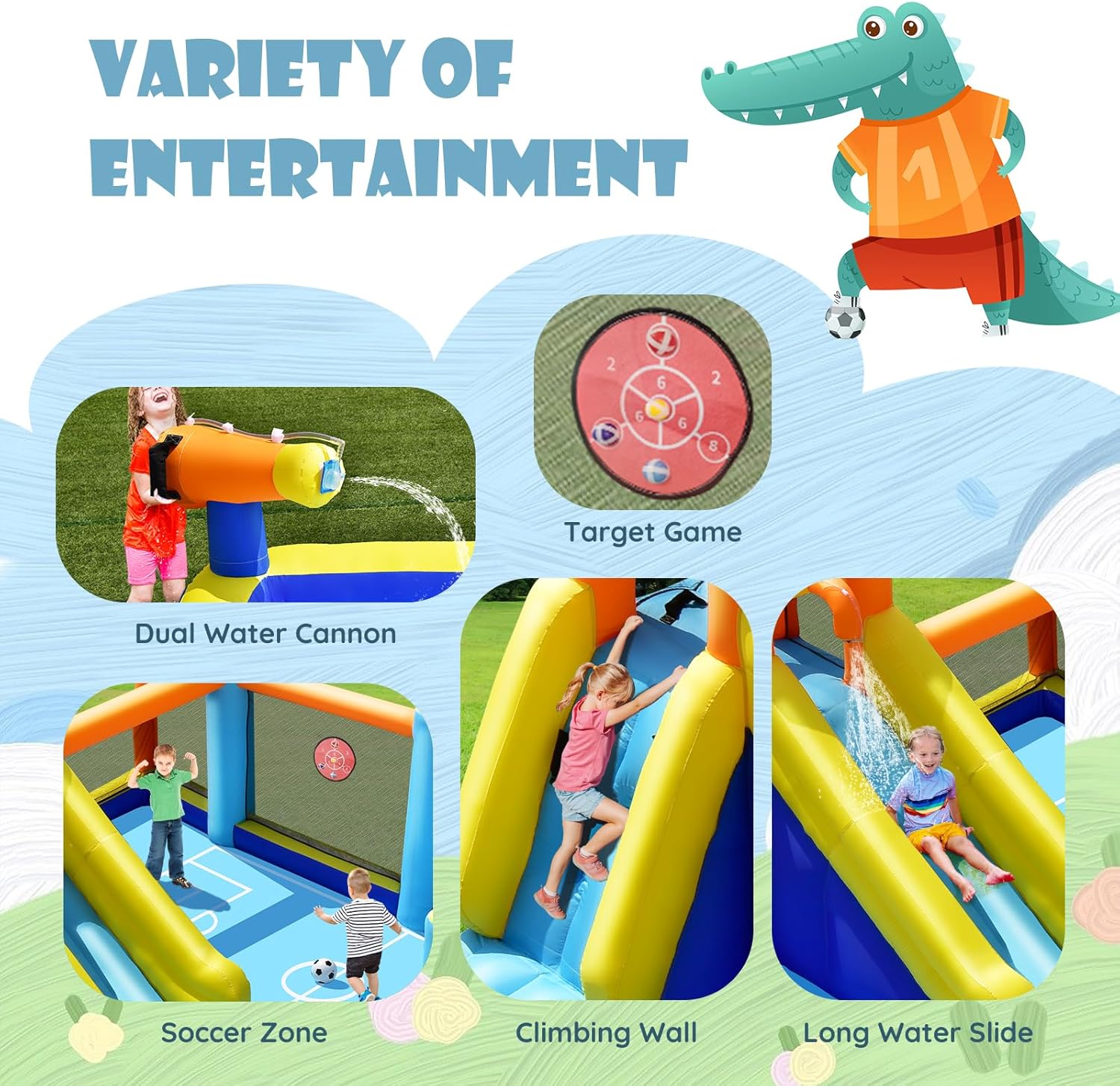 สไลเดอร์น้ำเป่าลมขนาดใหญ่พร้อม - Kids Outdoor Climbing บทวิจารณ์และราคา