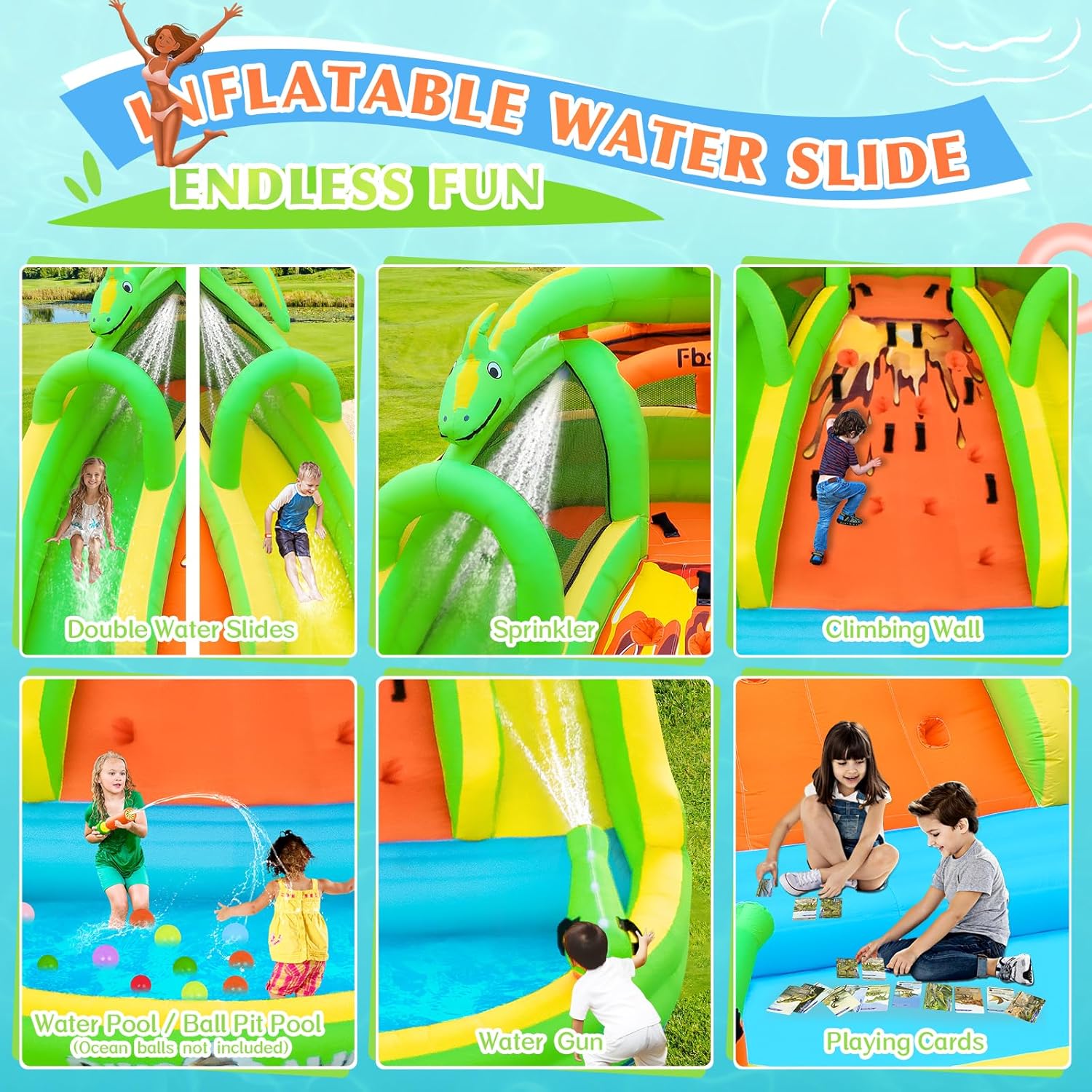 บ้านลมเด็กพร้อมสไลเดอร์ ผนังปี - Kids Outdoor Climbing บทวิจารณ์และราคา