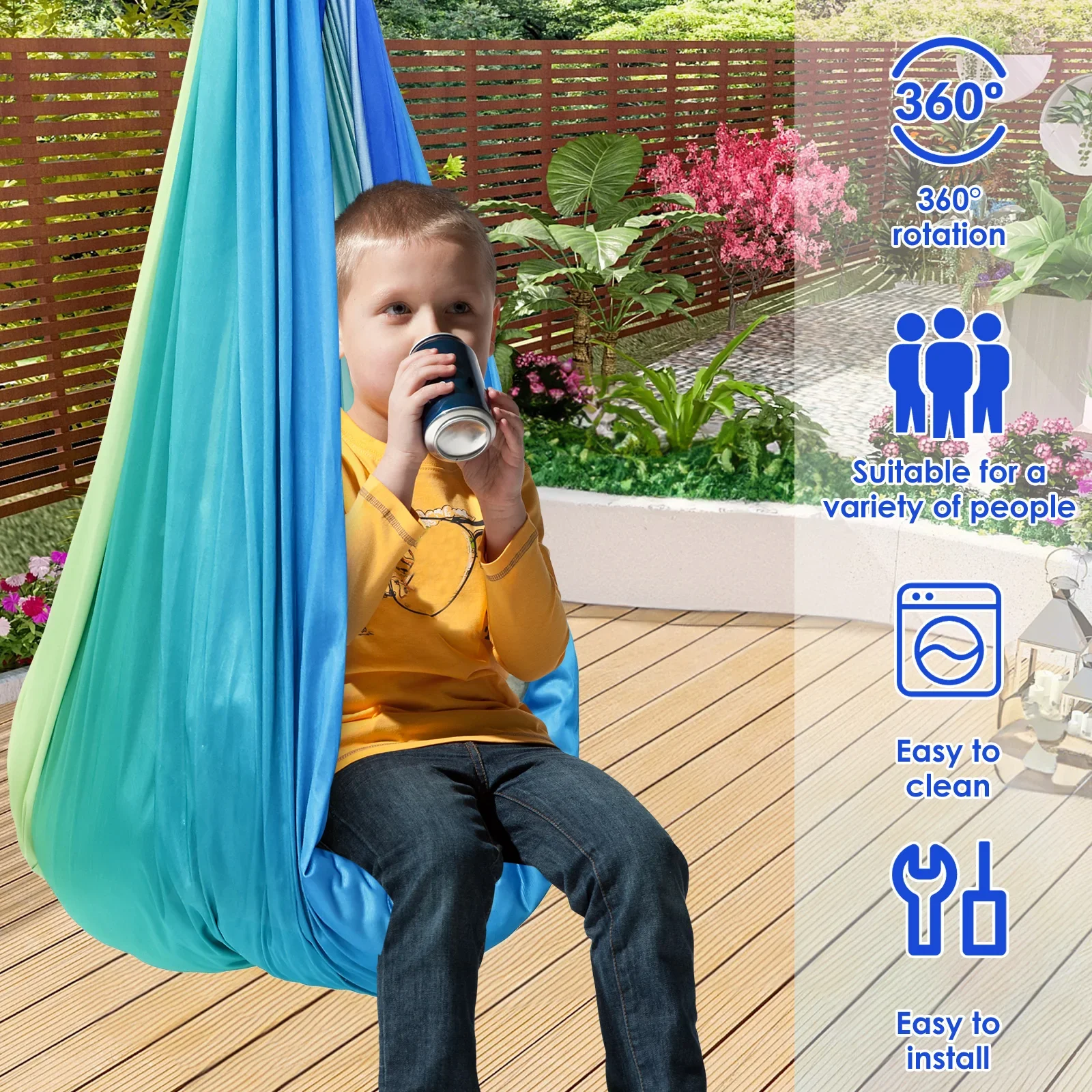 ชิงช้าสัมผัสสัมผัสอ่อนโยนสำหรั - Kids Outdoor Hammock Swing บทวิจารณ์และราคา