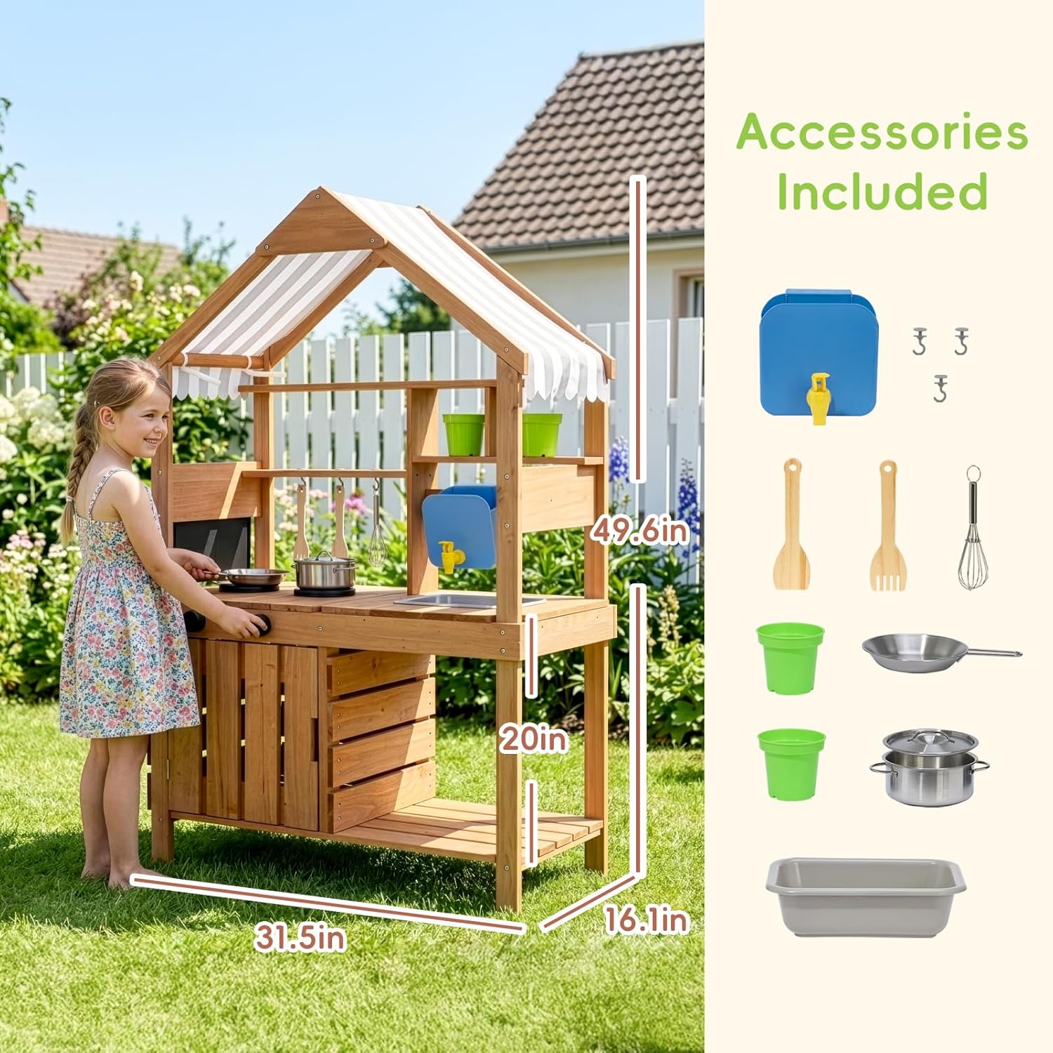 # ชุดครัวโคลนกลางแจ้งพร้อมหลัง - Kids Outdoor Mud Kitchen บทวิจารณ์และราคา