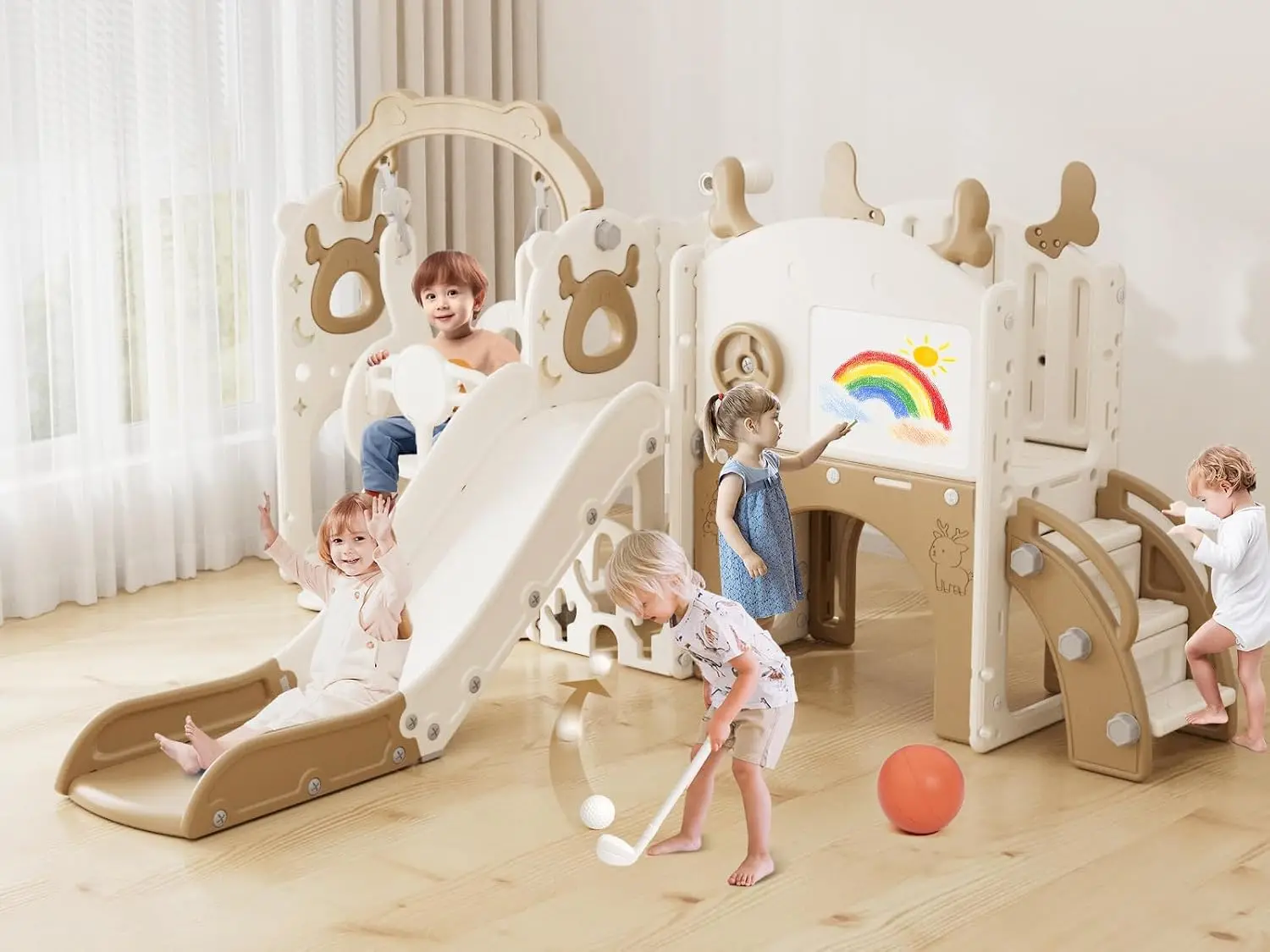 ชุดสไลด์และชิงช้าสำหรับเด็กเล็ - Kids Outdoor Slide Set บทวิจารณ์และราคา