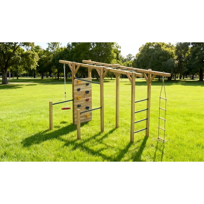 อุปกรณ์ออกกำลังกายไม้ 6 in 1 ส - Kids Outdoor Monkey Bars บทวิจารณ์และราคา