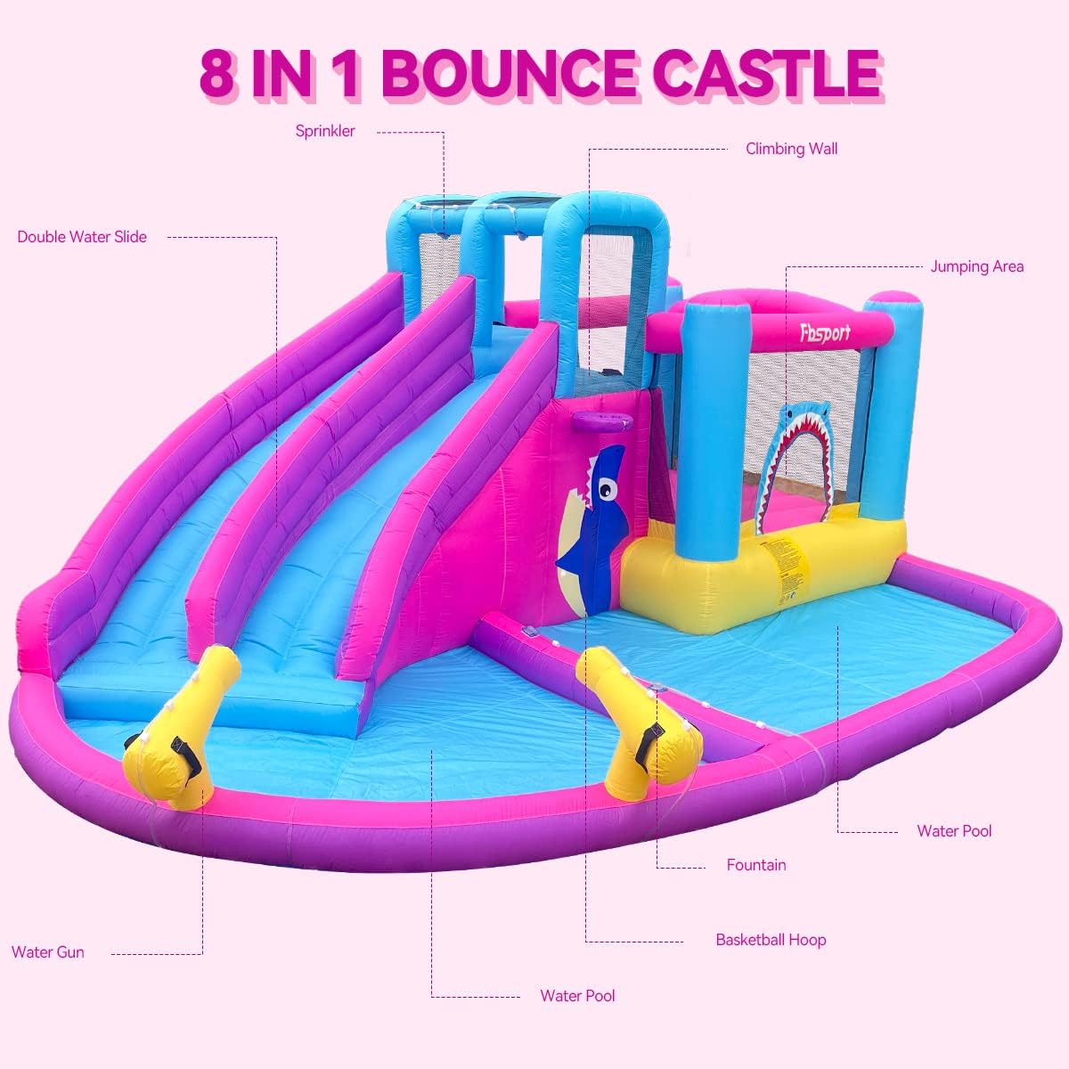 บ้านลมเป่าลมรูปสไลเดอร์น้ำคู่ส - Kids Outdoor Climbing บทวิจารณ์และราคา