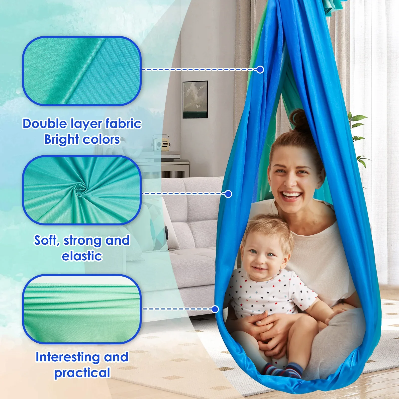 ชิงช้าสัมผัสสัมผัสอ่อนโยนสำหรั - Kids Outdoor Hammock Swing บทวิจารณ์และราคา